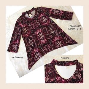 Girls Speechless Shirt Floral Maroon with Jeweled cut out neck
